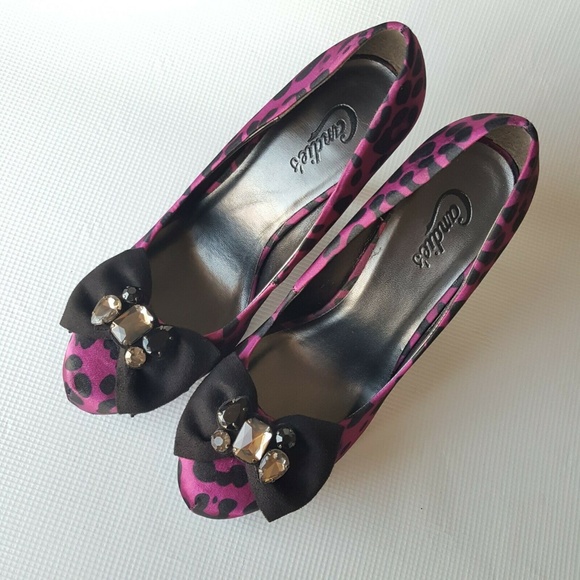 Candie’s Satin Purple Leopard Print Pumps Size 8.5 - Picture 3 of 8